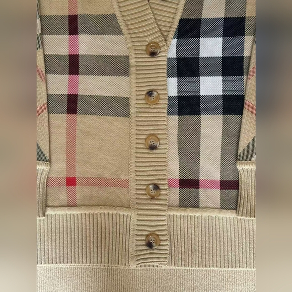 Burberry Check Wool Blend Cardigan - Picture 5 of 8